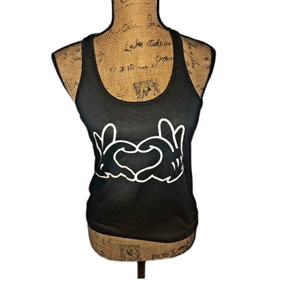 Fancyqube Tank Mickey Heart Hands Racerback Love - Picture 1 of 4